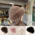 Plush Warm Fur Fluffy Beanie Hat for Winter Outdoor Comfort