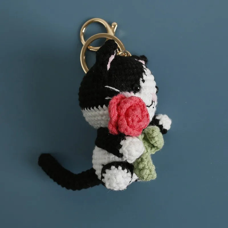 Exquisite Kitten Crochet Keychain Cute Cat Bag Charm