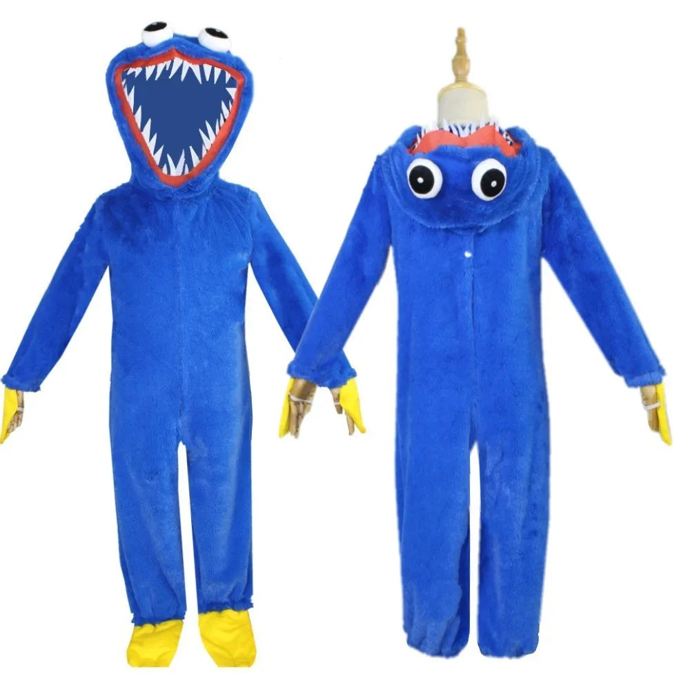 Hot Halloween Carnival Blue Mouth Monster Role Playing Costume Time Game jumpsuit Kigurumi Plush Toy Children's Party Christmas