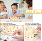 Wooden Memory Match Chess Board Montessori Educational Game for Kids