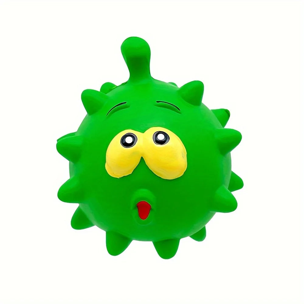 Ball Shaped Latex Puppy Dog Toy - Interactive Chew Toy for Small & Medium Dogs, Playtime & Mental Stimulation, Spiky Dog Ball