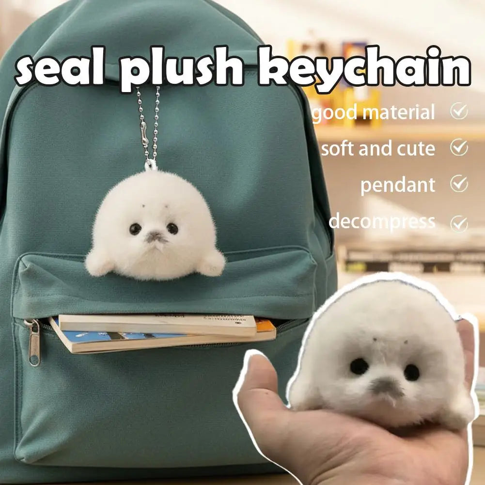 Cute Seal Plush Crochet Keychain Soft Animal Bag Charm
