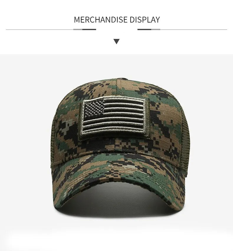 American Flag Camouflage Mesh Baseball Cap for Outdoor Adventures