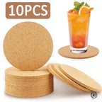 10PCS Cup Mat Natural Round Wooden Pad Durable Non-Slip Cork Coaster Tea Coffee Mug Drinks Holder for Table Decor DIY Tableware