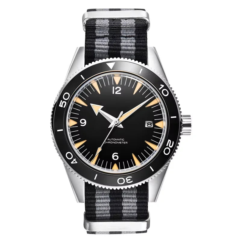 41MM Sapphire Glass 100m Waterproof Japan  Automatic Luminous Mens Watch Nylon Strap