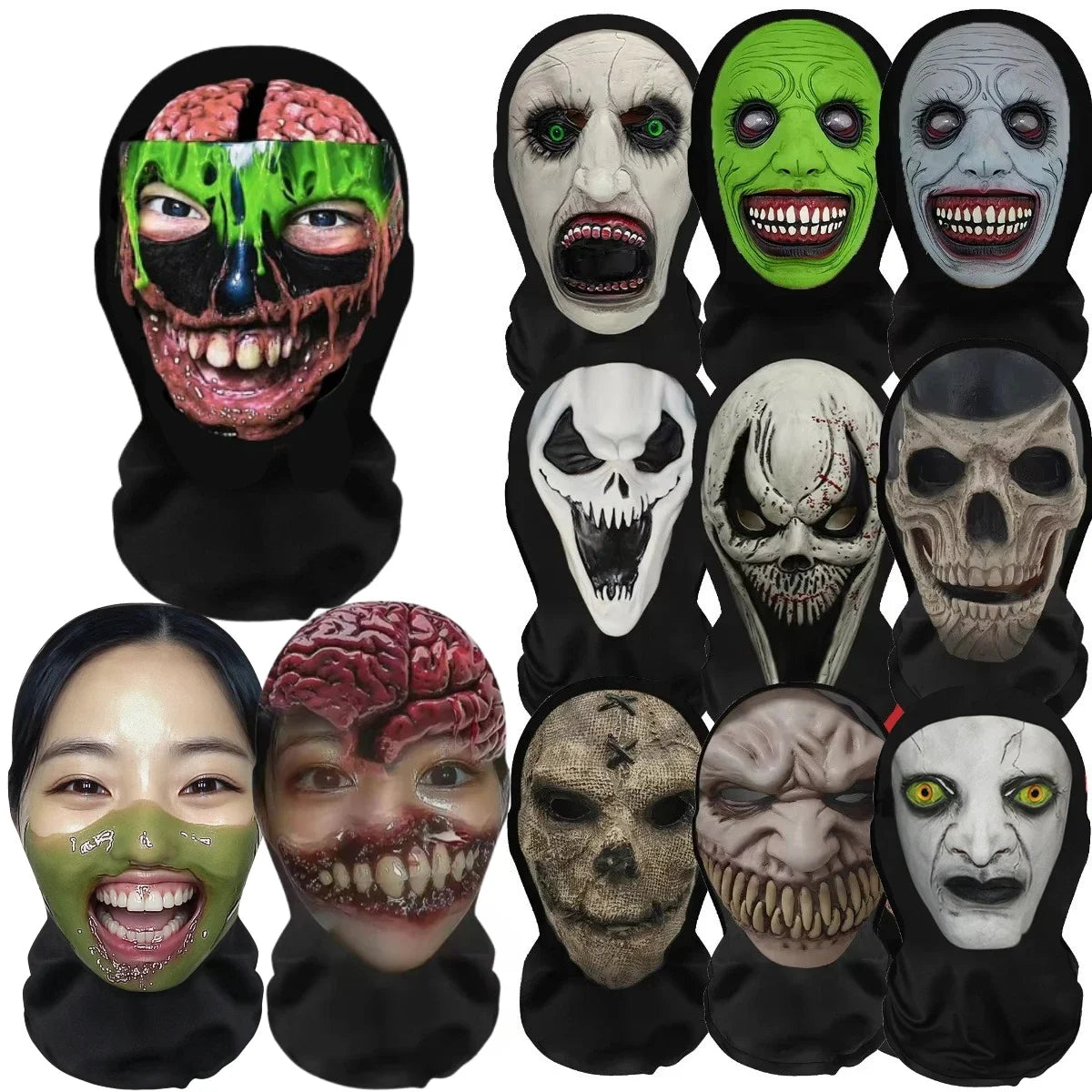 New Creative Headpiece Halloween Carnival Funny Headgear Cosplay Costume Comical Wig Mask Prank Props Party Decoration