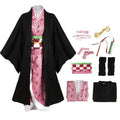 Anime Kimetsu No Yaiba Kamado Nezuko Cosplay Kostuum Kimono Demon Slayer Cosplay Pruiken Haren Halloween Carnaval Vrouwen Outfit