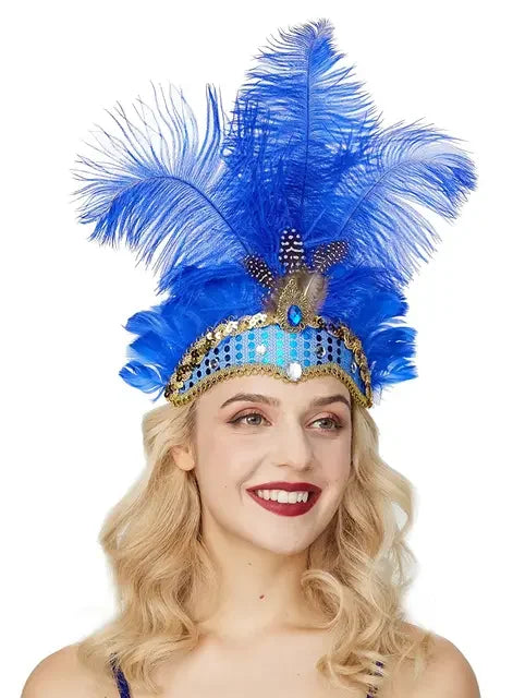 1920s Crystal Feather Flapper Headband for Women