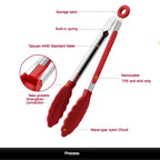 Anti-Slip Stainless Steel Cooking and Serving Tongs for Kitchen
