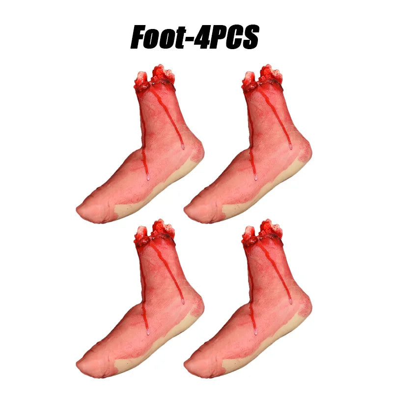 Horror Halloween Decoration Lifelike Bloody Severed Limbs Set Terrifying Fake Body Parts for Haunted House Prank Party