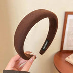 Solid Color Sponge Wide Headband for Women