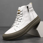 Bubuk Men's Spring and Autumn Style White Sneakers, New Trendy Versatile High-Top Sneakers, Summer Fashion Casual Men's Shoes, Breathable and Durable Sneakers