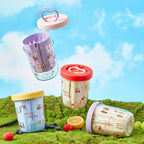 WORTHBUY Double Wall Salad Cup Portable Leak Proof Oat Container With Fork&Handle Drain Fruit Cup Cute Breakfast Cup For Student