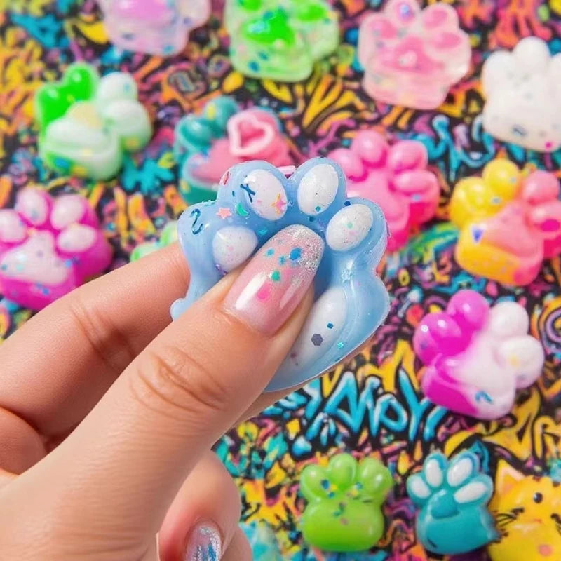 10pcs Mini Cute Cat Claw Plush Pinch Fun Colorful Halloween Christmas Party Pack Fillers for Pressure Reduction Cartoon Style