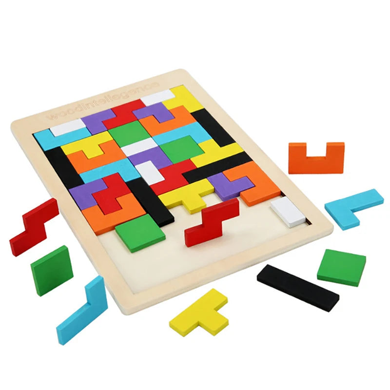 Wooden Tangram Russian Blocks Puzzle for STEM Learning and Creative Play