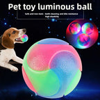 Dog TPR Glow Ball 3 Color Flashing Elastic Teeth Cleaning Anti Choke Training Interactive Pet Toy  Safe Chew Resistant Non Toxic