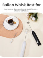 Wireless Electric Milk Frother Type-C Rechargeable Handheld Coffee Whisk Mixer