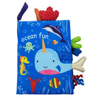 Baby Sensory Cloth Book with Crinkle Pages and Interactive Rattle