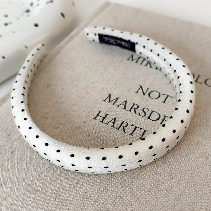 Retro Satin Polka Dot Sponge Headband for Women