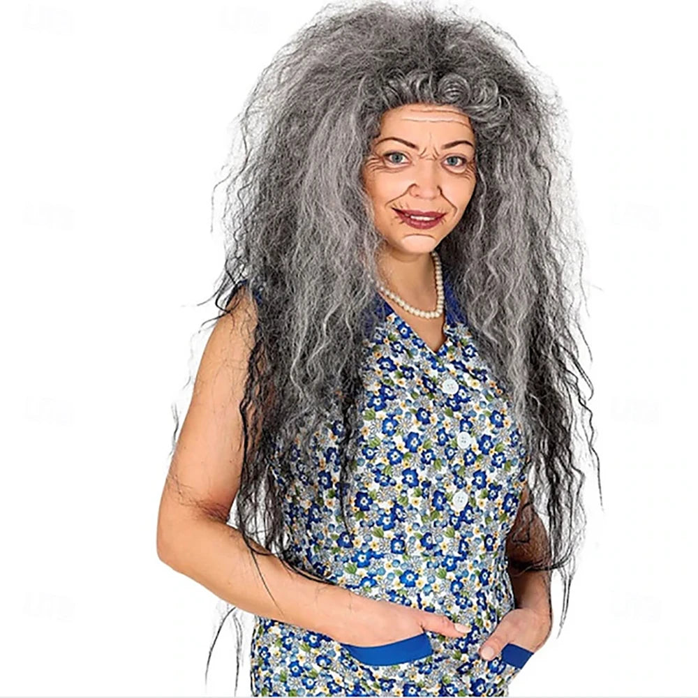 Synthetic Hair Grey Wild Witch Wig – Witch Hair for Halloween Cosplay Costume Parties Role Play and Fantasy Events