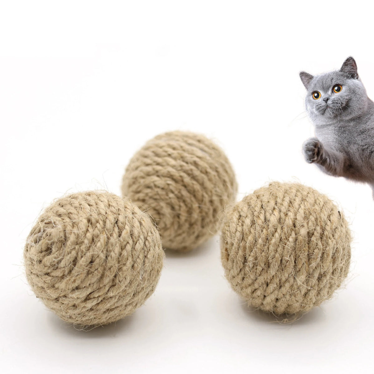 Handwoven Hemp Rope Cat Ball for Interactive Rolling and Scratching