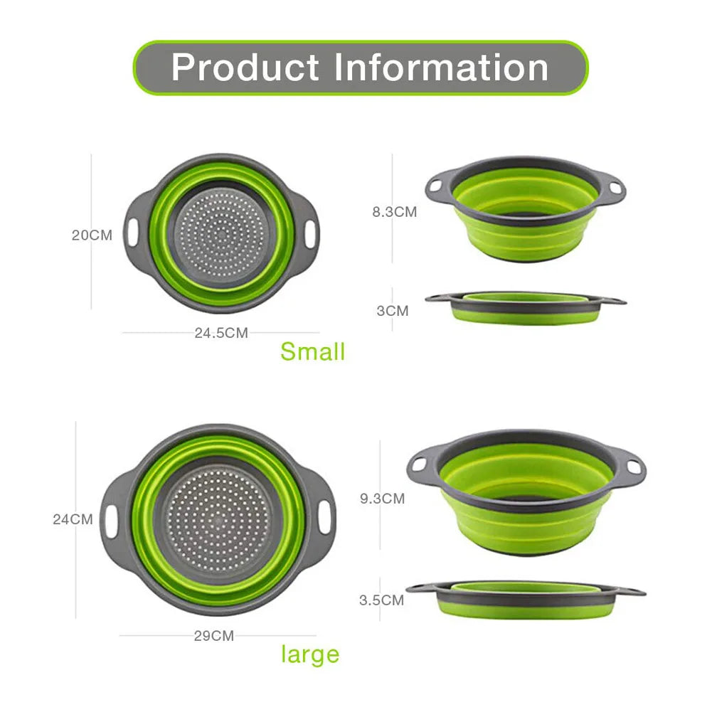 Foldable Silicone Vegetable Washing Basket – Fruit Cleaner & Food Drain Strainer