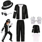 Michael Jackson Kids Clothes Halloween Cosplay Birthday Party Dance Performance Children's Costume Pop Star Boys Girls Outfits