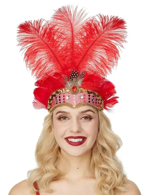 1920s Crystal Feather Flapper Headband for Women
