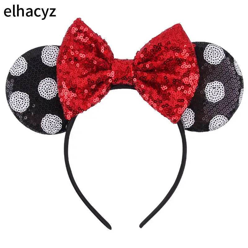 Embroidered Sequin Ears Bow Headband for Women & Girls