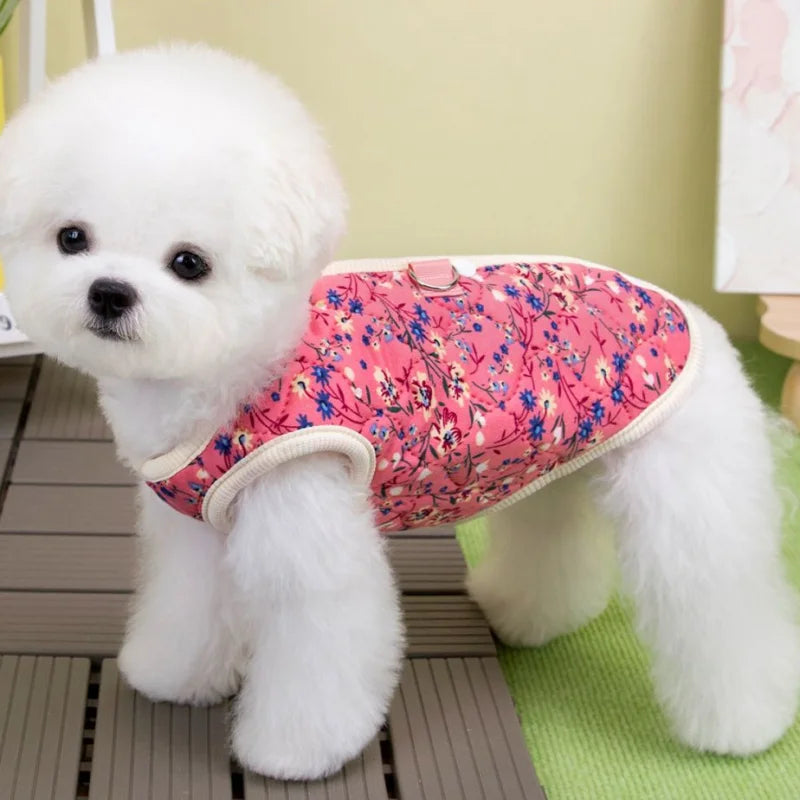 Overalls for Dogs Cats Winter Dog Clothes Fashion Floral Puppy Coat Pet Warm Jacket Chihuahua Yorkie Dachshund Plush Dog Vests