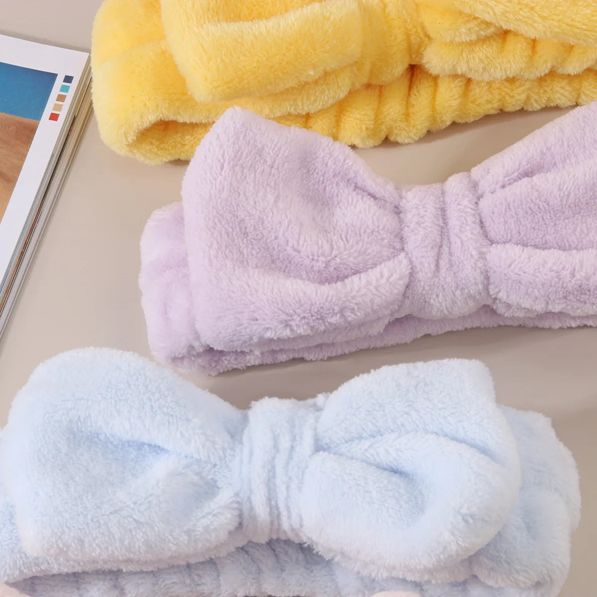Coral Fleece Face Wash Headband & Absorbent Wristband Set