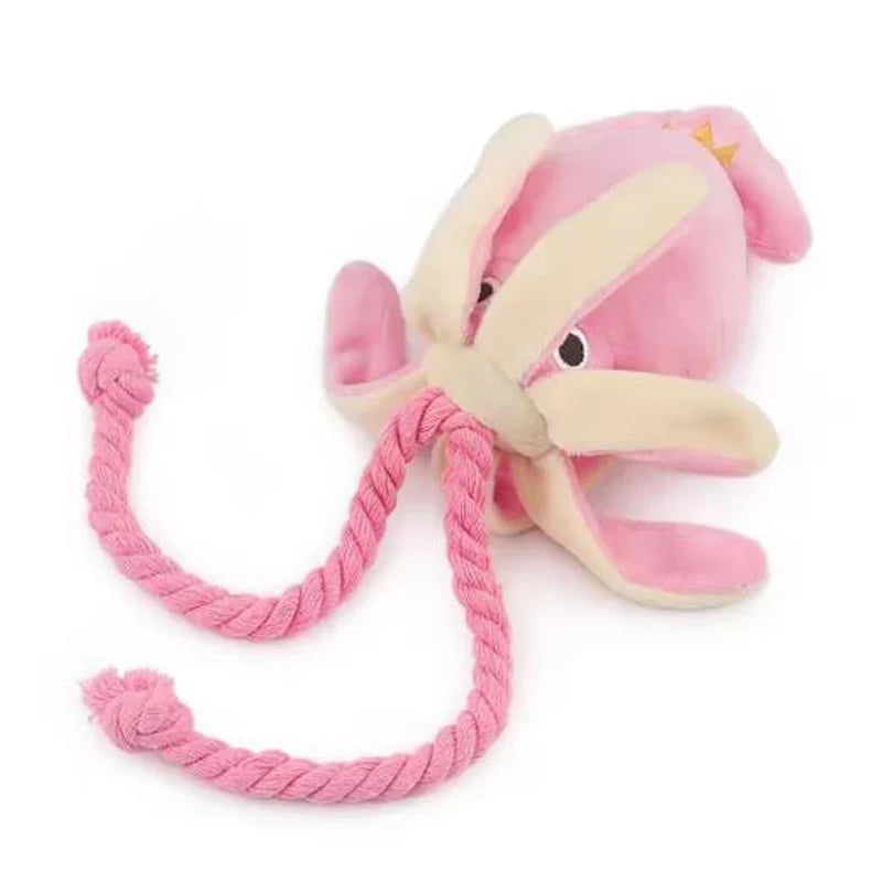 Cotton Rope Octopus Dog Toy Interactive Sound Chew Toy for Pets