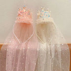 Princess Crown Veil Headband for Girls