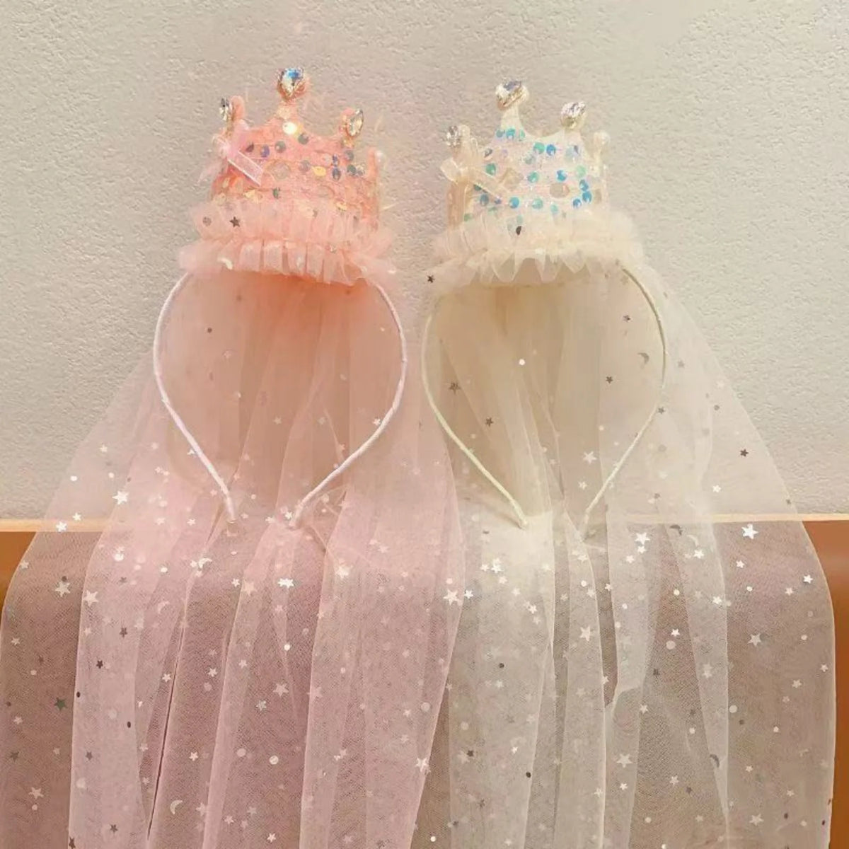 Princess Crown Veil Headband for Girls