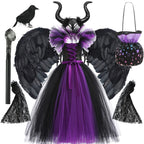 Girls Maleficent Costume Dress – Luxury Villain Tulle Gown