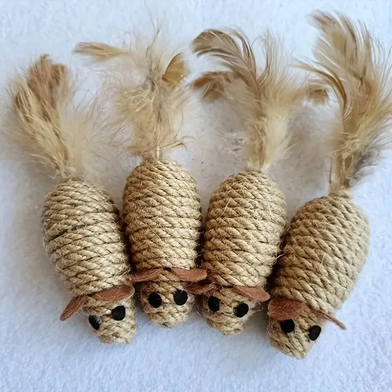 Sisal Cat Mouse Toy Interactive Bite Resistant Kitten Play Toy