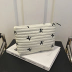 Cute Embroidered Bow Large Capacity Makeup Bag