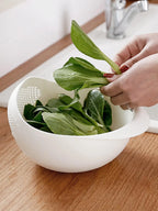 Multi-Purpose Rice Washing Bowl – Colander Drain Basket with Handle
