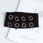 Punk Wide Elastic Eyelet Headband for Women