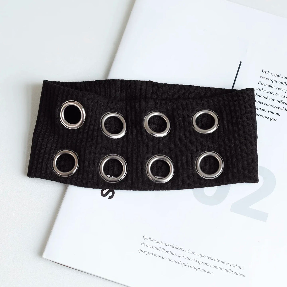 Punk Wide Elastic Eyelet Headband for Women