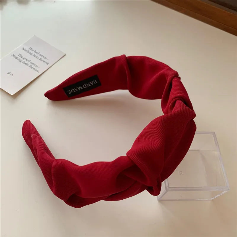 Korean Hair Accessories Solid Color Cotton Crumpled Women's Head Hoop Wide Bezel Makeup Hairbands for Ladies Headwear 2023 New