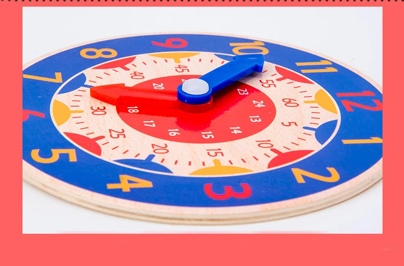 Montessori Wooden Learning Clock Time Teaching Toy for Kids