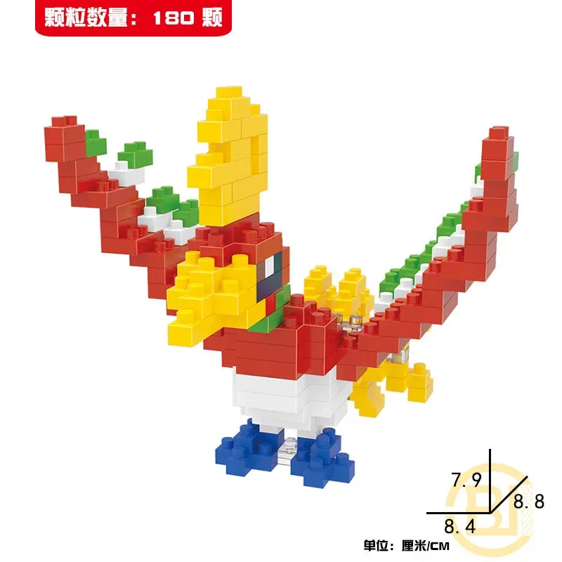 DIY Pokemon Blocks Small Cartoon Mini Building Block Pikachu Charizard Eevee Mewtwo Anime Assemble Action Model Dolls Toys
