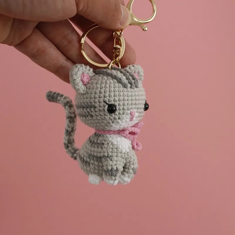 Exquisite Kitten Crochet Keychain Cute Cat Bag Charm
