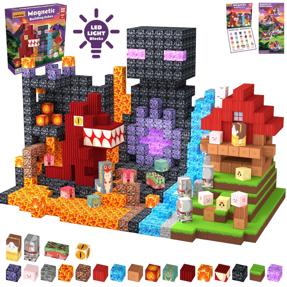 Funxinee Dinosaur Theme Park Magnetic Blocks STEM Building Set