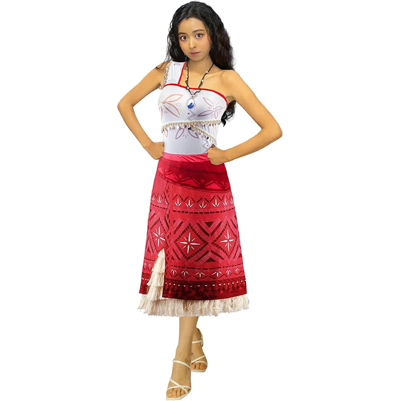Women Moana Cosplay Costume – Ocean Princess Tassel Skirt Outfit