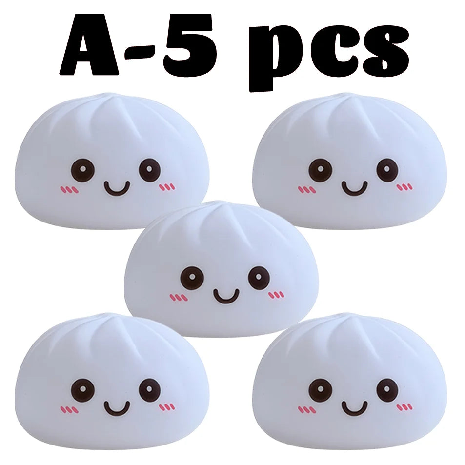 2027 New Dumpling Night Lights Glowing Dumplings Desktop Ornament Cute Glowing Dumpling Steamer Box Kawaii Dumpling Lights Gifts