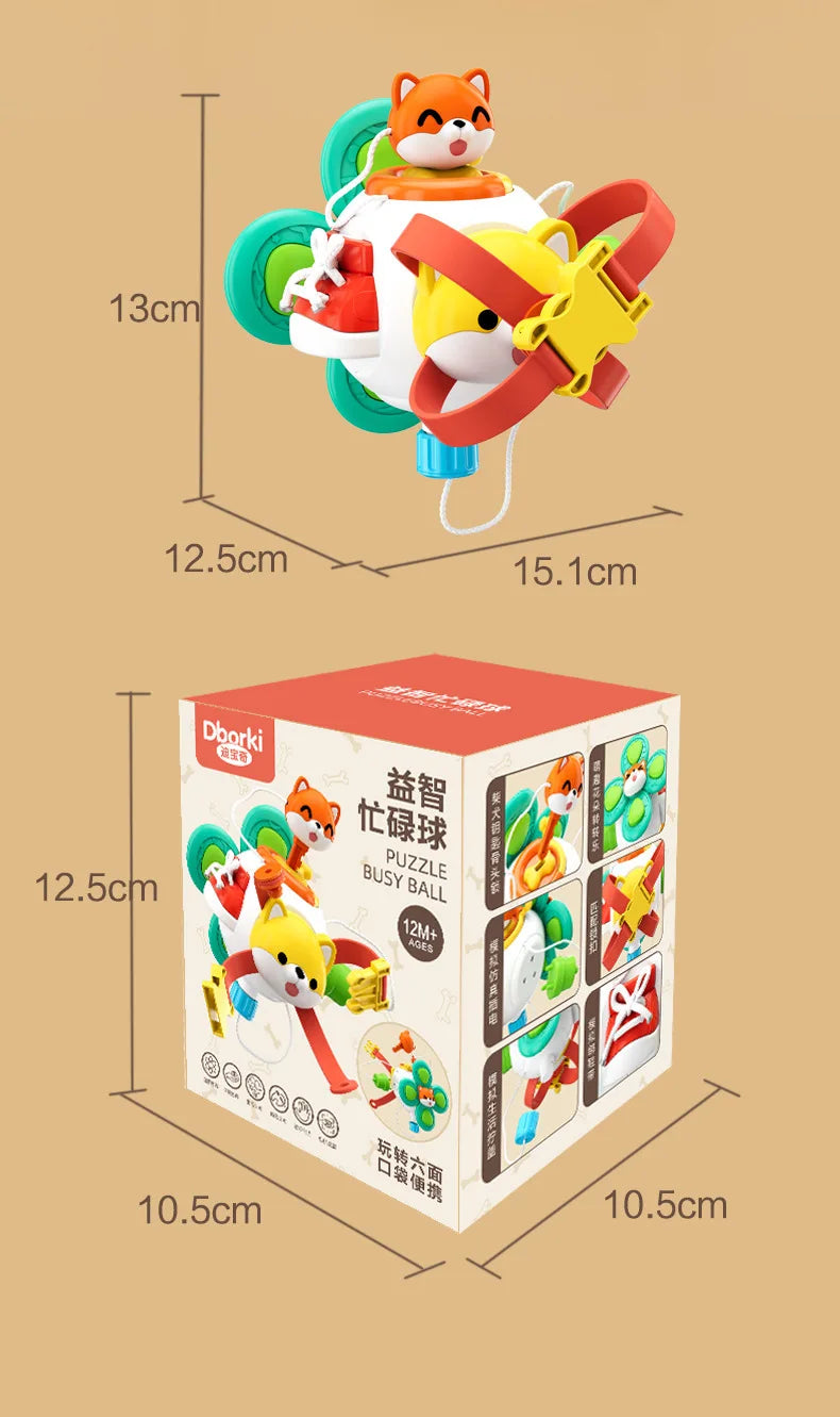 Montessori Busy Board Cube Sensory Toy – Toddler Learning Activity