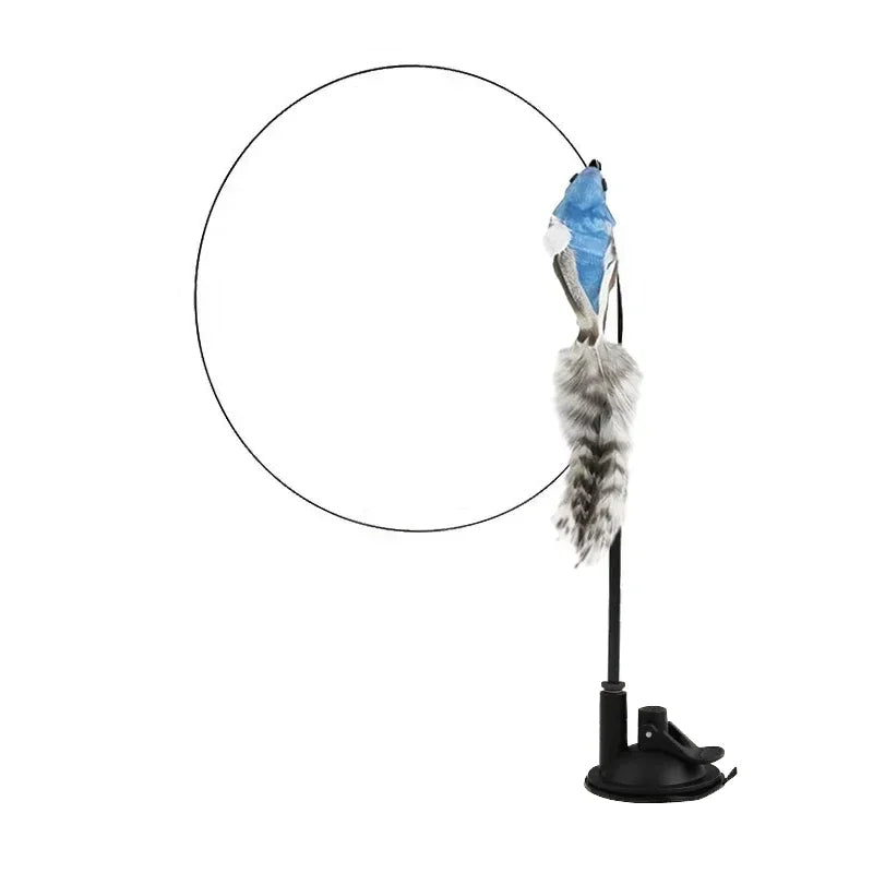Peacock Bird Cat Teaser Wand for Interactive Hunting and Play
