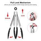 Anti-Slip Stainless Steel Cooking and Serving Tongs for Kitchen